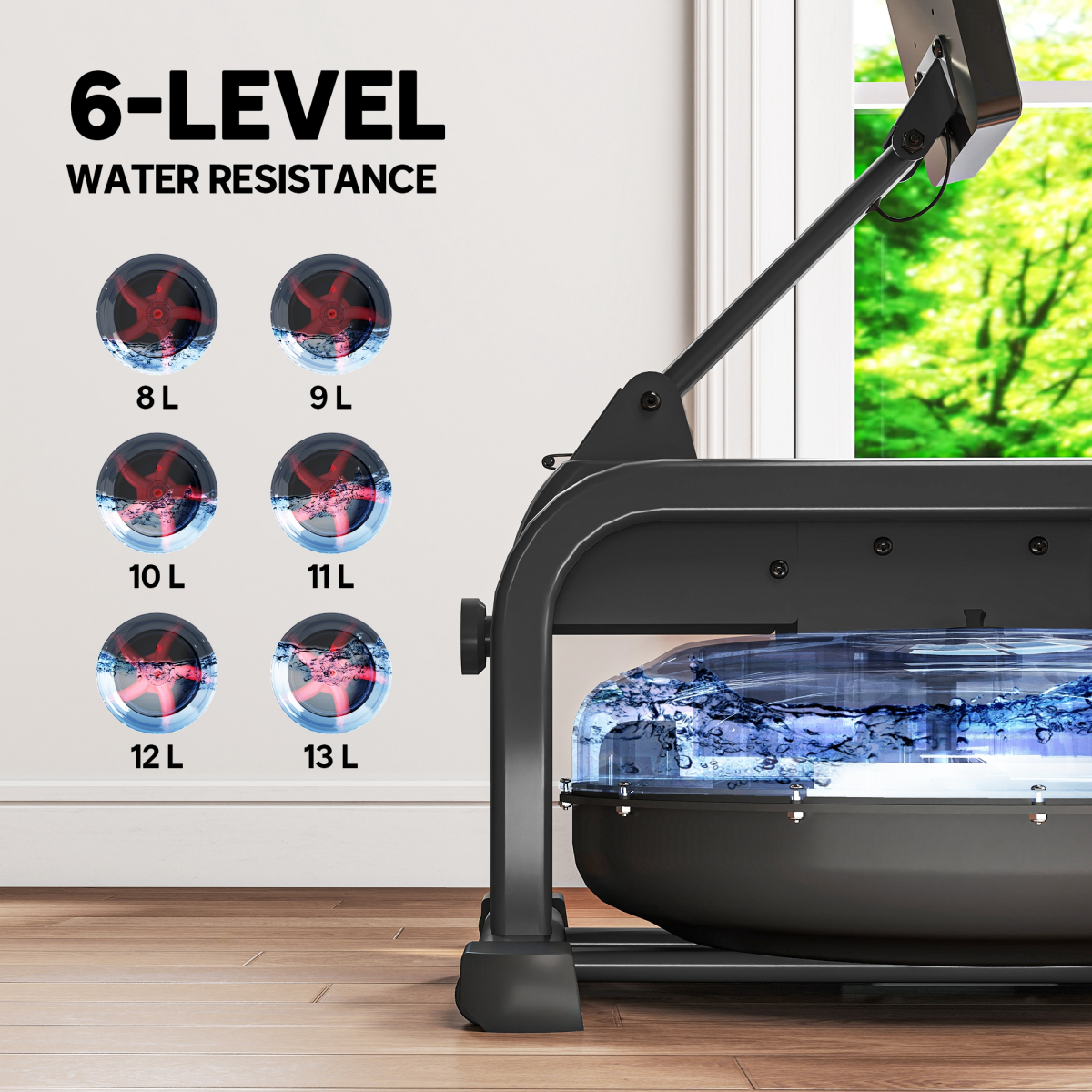 SPORTNOW Water Rowing Machine with Adjustable Resistance, Vertical Storage