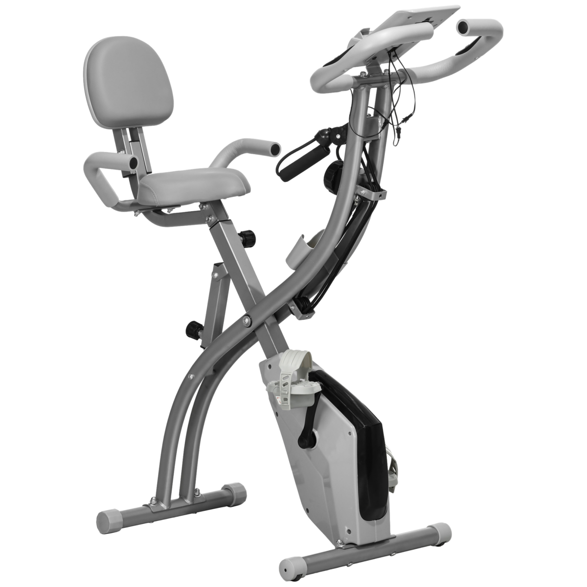 HOMCOM 2-In-1 Upright Exercise Bike 8-Level Adjustable with Pulse Sensor Grey