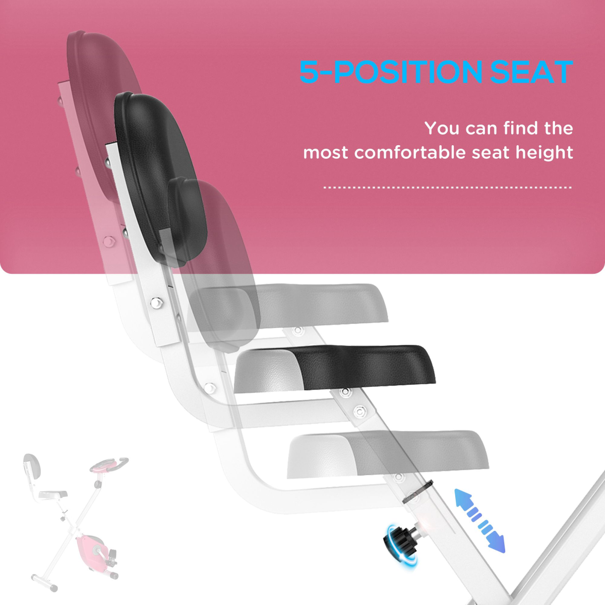 HOMCOM Magnetic Resistance Exercise Bike Foldable LCD Adjustable Seat Pink