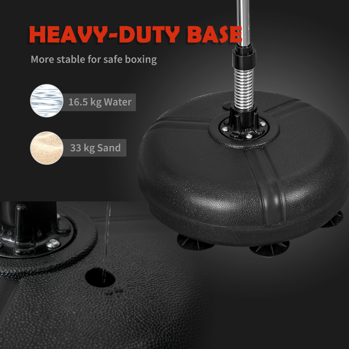 HOMCOM Punching Bag with Stand Boxing Bag Set with Adjustable Height Black, Gold